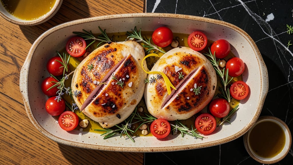 Baked Chicken Breast With Tomatoes Recipe: Juicy Moist Hearts and Sun-Ripened Tomatoes