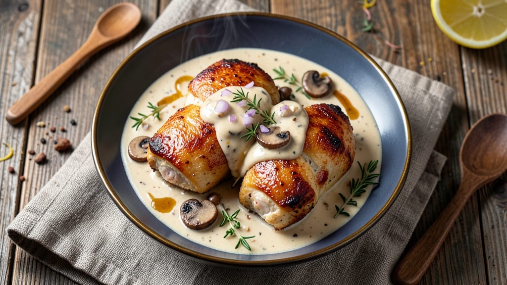 Baked Chicken Thighs With Cream Of Mushroom Soup Recipe: One-Pan Creamy Mushroom Magic