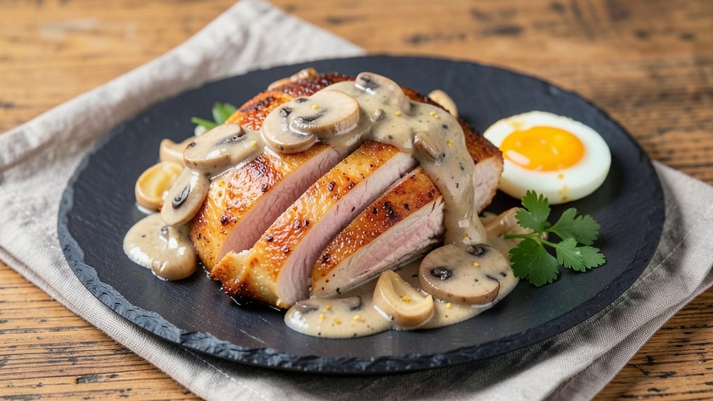 Baked Chicken Oscar Recipe: Buttery Mushroom-Cream Sauce Over Juicy Bites