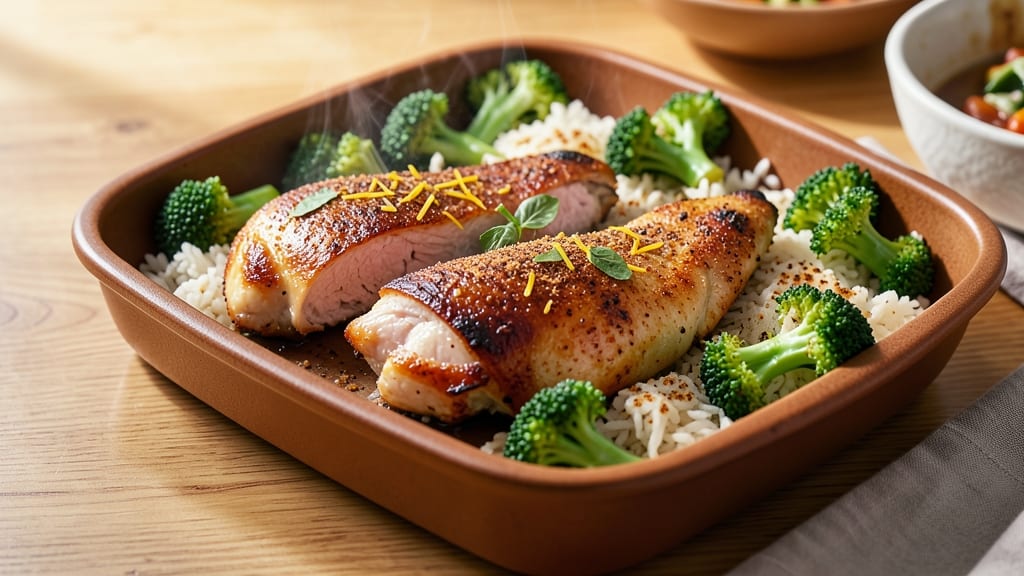 Baked Chicken, Broccoli, and Rice Recipe: One-Pan Protein-Packed Meal in 30 Minutes