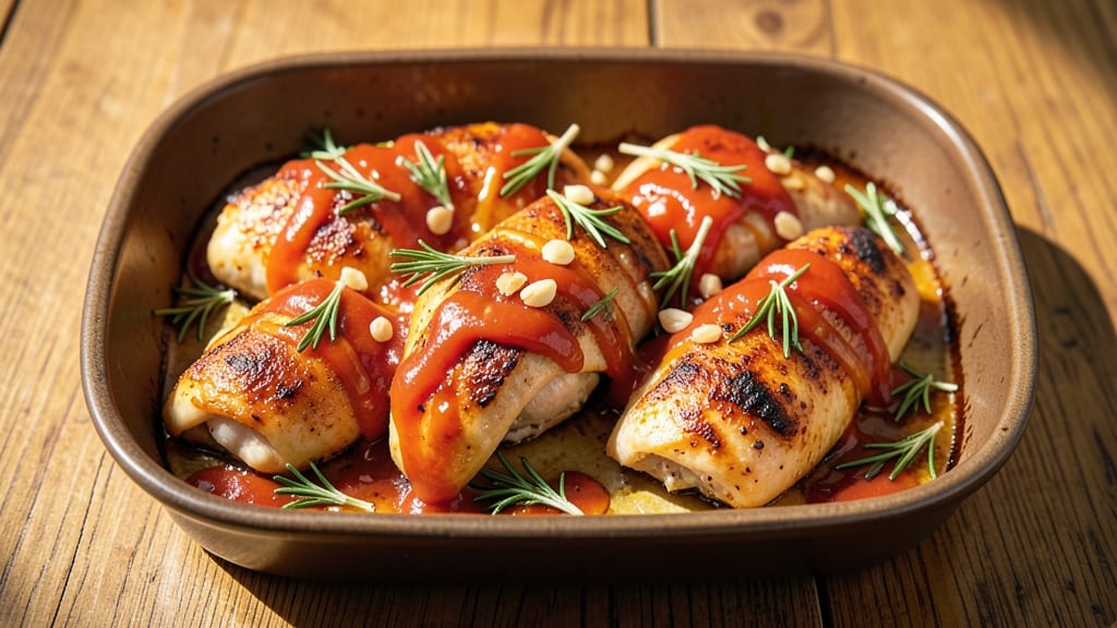 Baked Chicken With Mustard and Ketchup Recipe: Tangy Glaze That Caramelizes to Sticky Crust