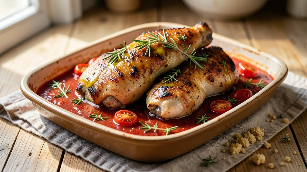 Baked Chicken Thighs in Tomato Sauce Recipe: Slow-Simmered Umami Depth With Crispy Edges