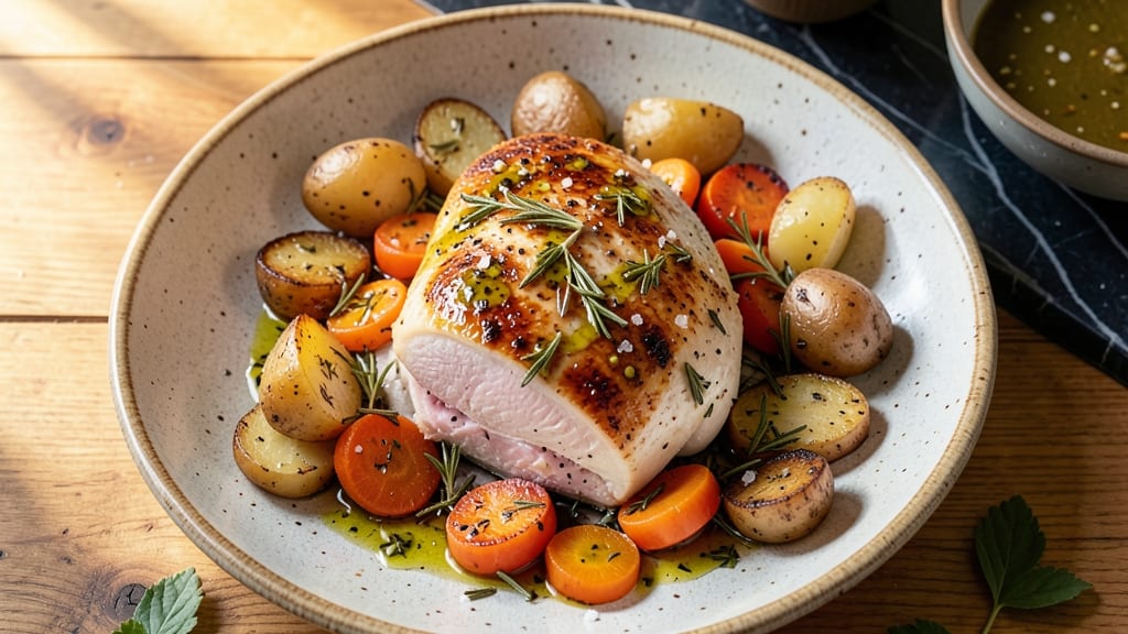 Baked Chicken Breast With Potatoes and Carrots Recipe: One-Tray Roast With Caramelized Roots