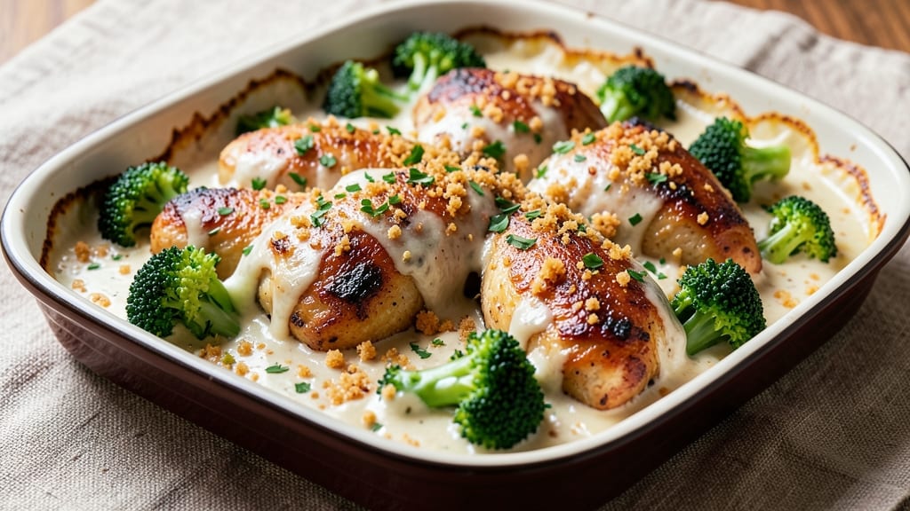 Campbell's Chicken and Broccoli Bake Recipe: Cheesy Crisp Top, Juicy Chicken Every Bite