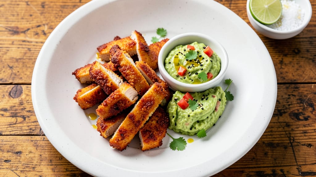 Chicken Guacamole Recipe: Crispy Fried Chicken With Cool Creamy Dip