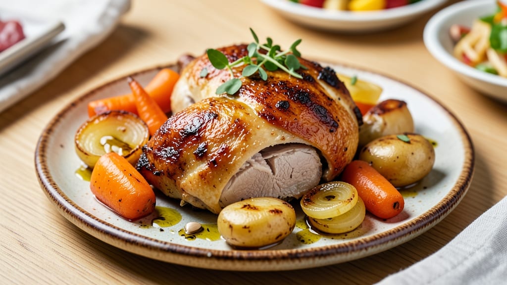 Baked Chicken Thighs and Veggies Recipe: One-Tray Juicy Crisp With Caramelized Roots