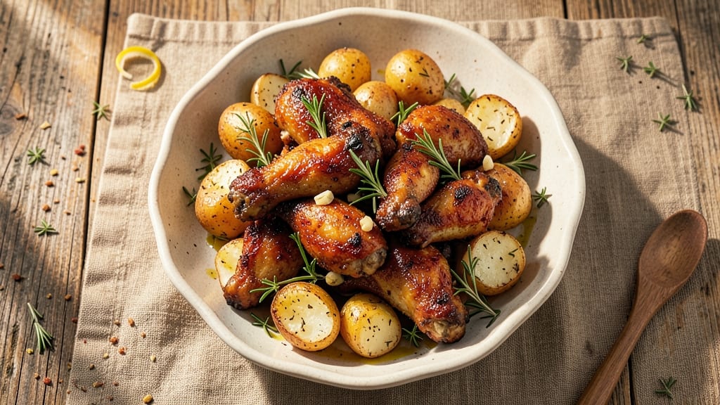 Baked Chicken Wings and Potatoes Recipe: Herby Crust Meets Juicy Centers in One Pan