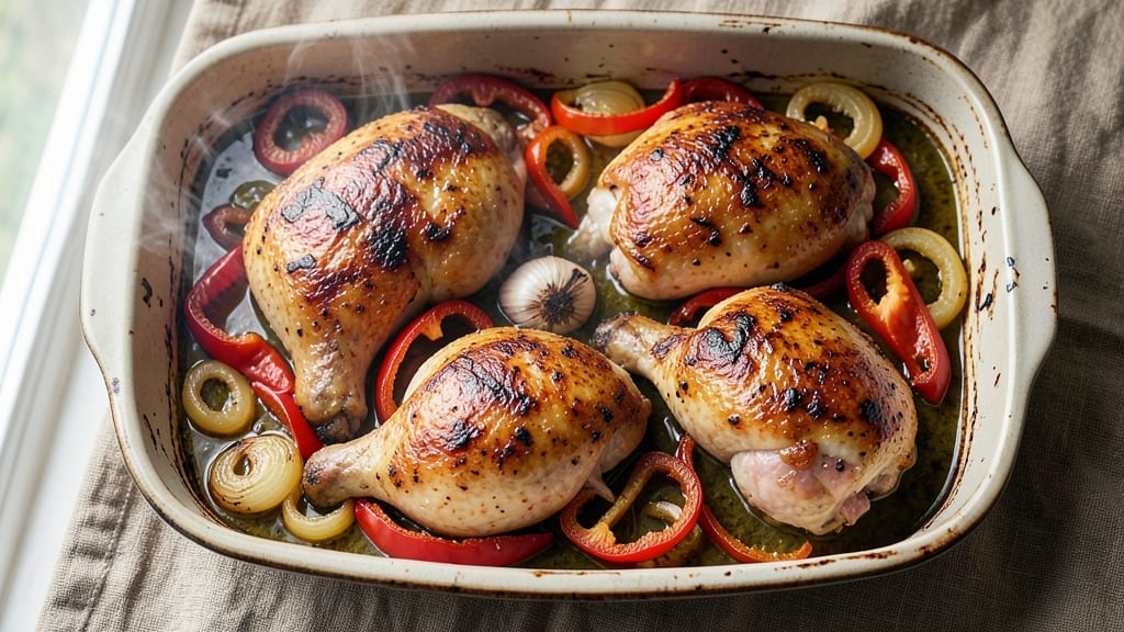 Baked Chicken With Peppers and Onions Recipe: One-Pan Roast With Caramelized Sweetness